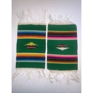Dollhouse Miniature Wool Rug Southwestern Mexican Lot Of Two Decorative